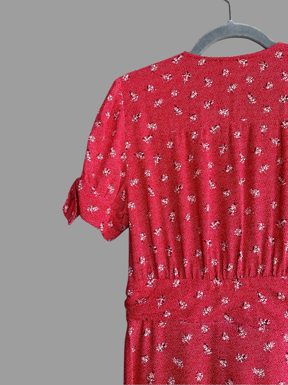 ROUJE Red & White Floral Dot Printed Button Down V Neck Laura Midi Dress 38, 4/6 - Picture 11 of 17